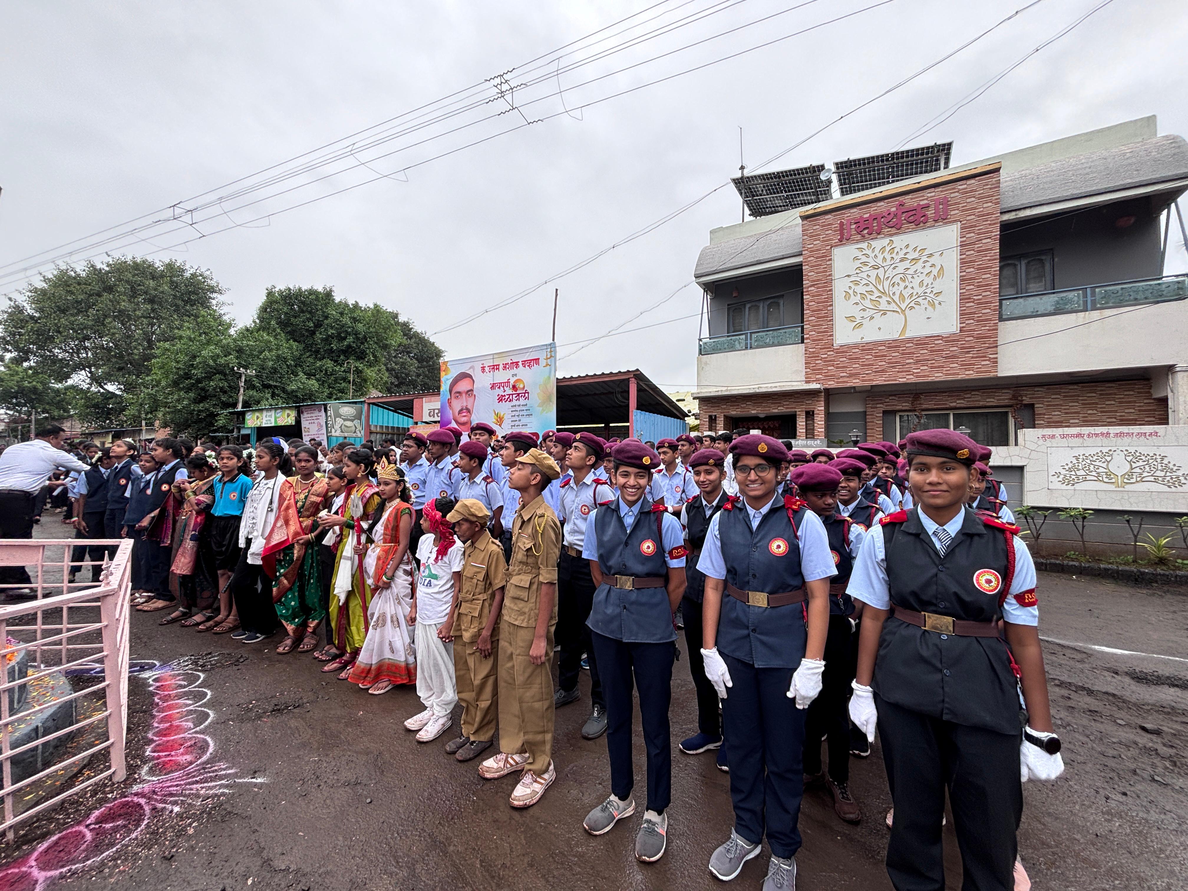 Students and cadets assembled