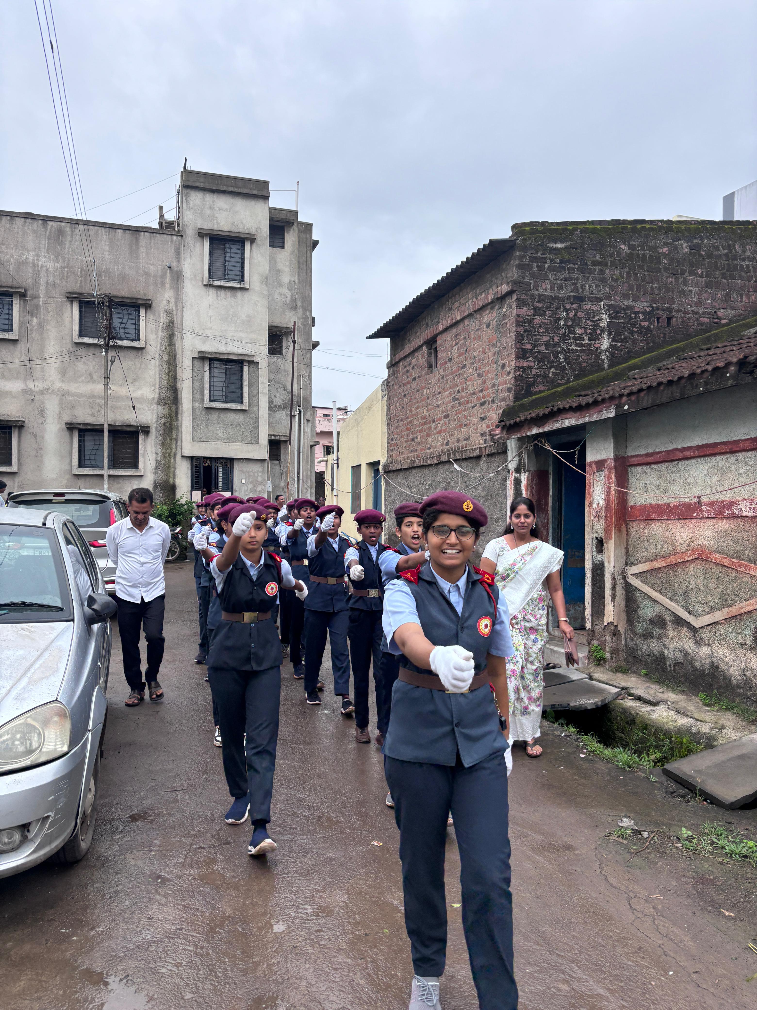 NCC girl cadets leading the march